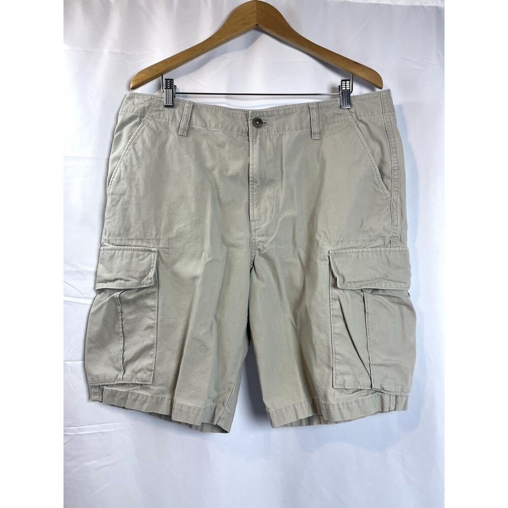 Old Navy Mens Cargo Shorts Sz 36 Beige Tan Khaki Cotton Pockets 9” Inseam